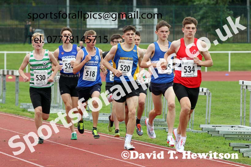 Mens and Boys 1500 metres, 2021 North Eastern Track and Field Champs., Middesbrough. Photo: David T. Hewitson/Sports for All Pics